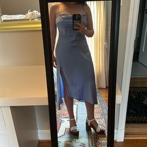 ASTR the label periwinkle satin dress